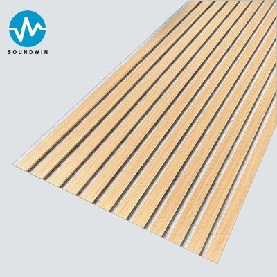 Natural Oak Acoustic Slat Wood Wall Panels Light Grey Felt Natural Wood