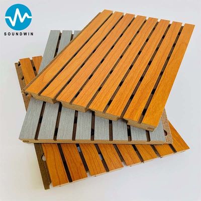Sound Absorbing Materials Veneer Grooved Wood Acoustic Wall Panel For Conference Room